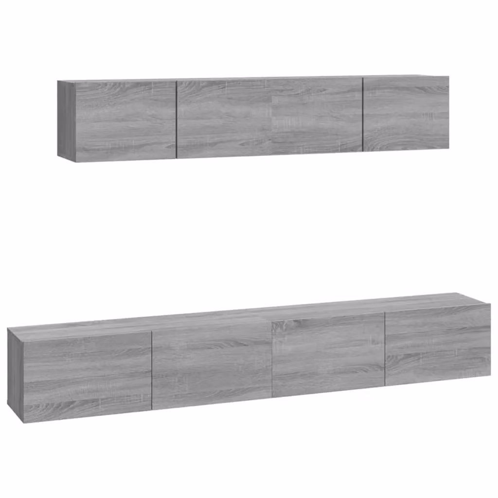Berkfield Home 4 Piece Grey Sonoma Wall Mounted TV Cabinet Set – 1