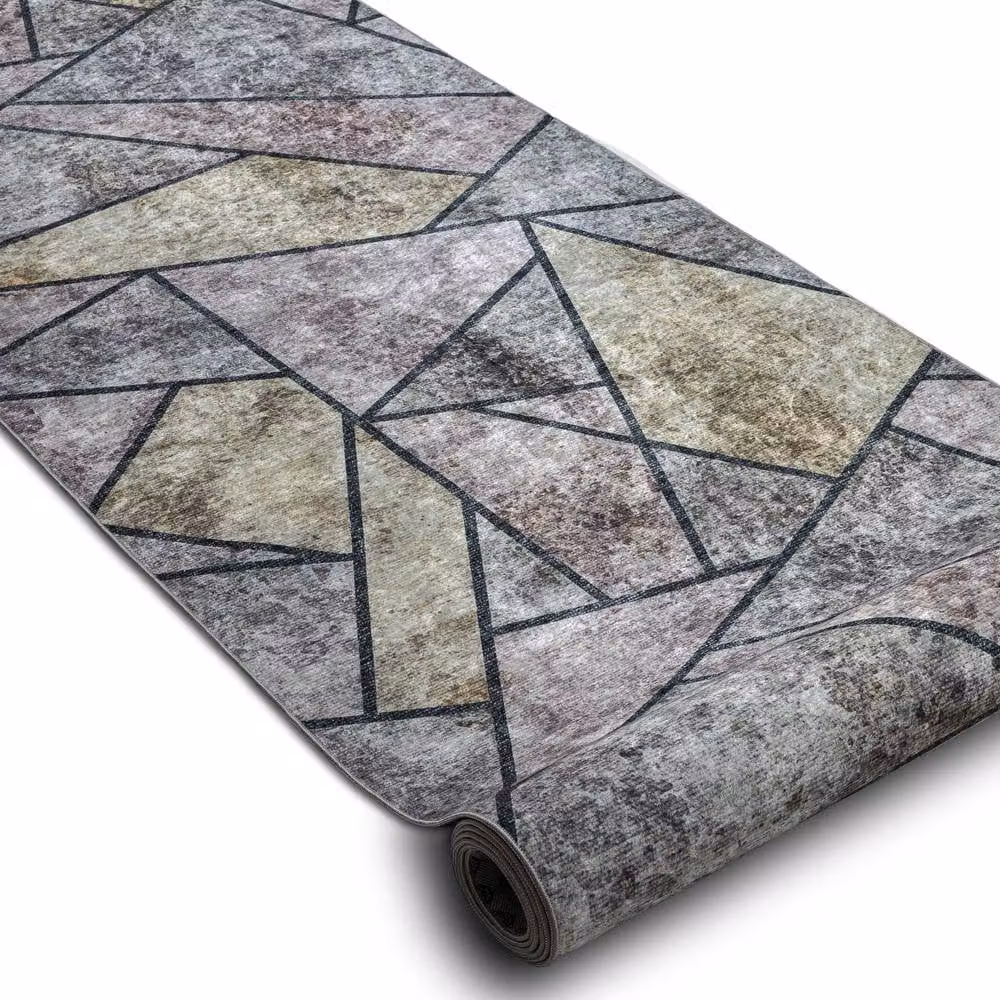 RugsX Anti-Slip Lotus Runner in Grey, W: 100 cm, L: 200 cm – 2