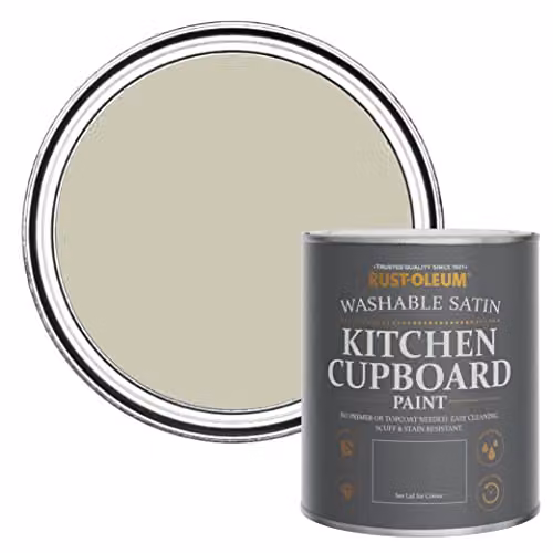 Rust-Oleum Grey Scrubbable Kitchen Cupboard Paint in Satin Finish, 750ml – 1