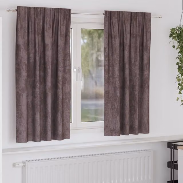 Berkfield Home Brown Velvet Eyelet Curtains, 2 Pack, H 175 cm x W 140 cm