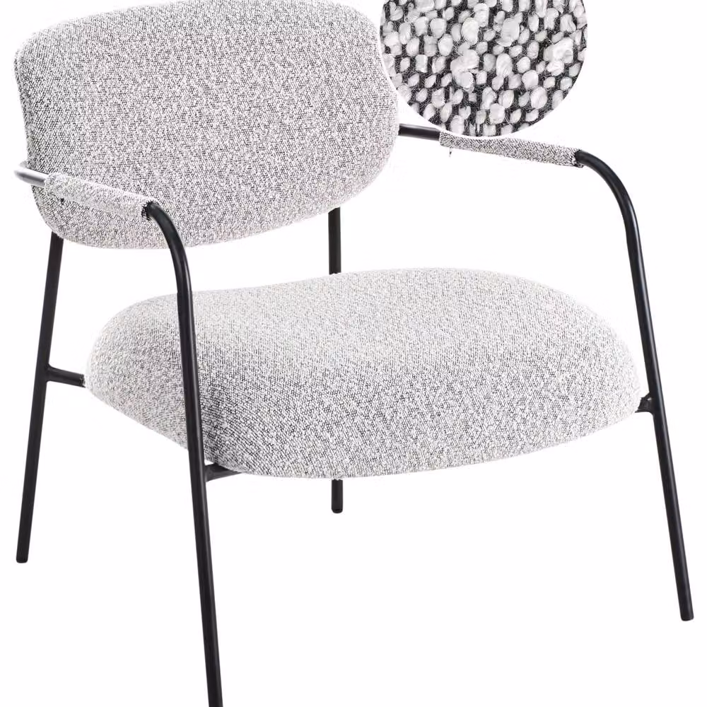 Wyld Haus Century Modern Armchair in Black and White Woven Polyester with Metal Frame – 2