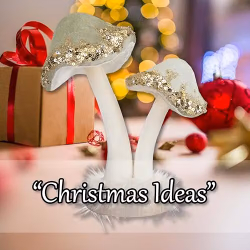 VFM e-Store Christmas Velvet Mushroom Tabletop Decoration, Green, W: 21 cm, D: 19 cm, H: 19 cm – 4