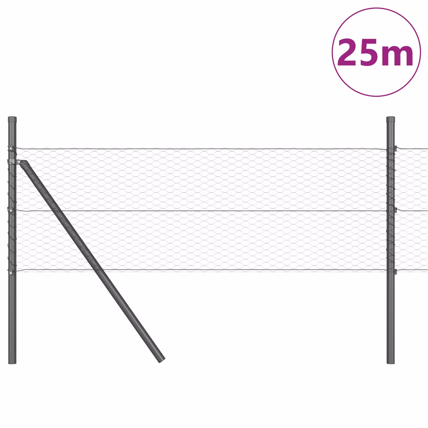 Berkfield Home Grey Steel Hexagon In-Ground Fence, 0.4 x 25 m – 2