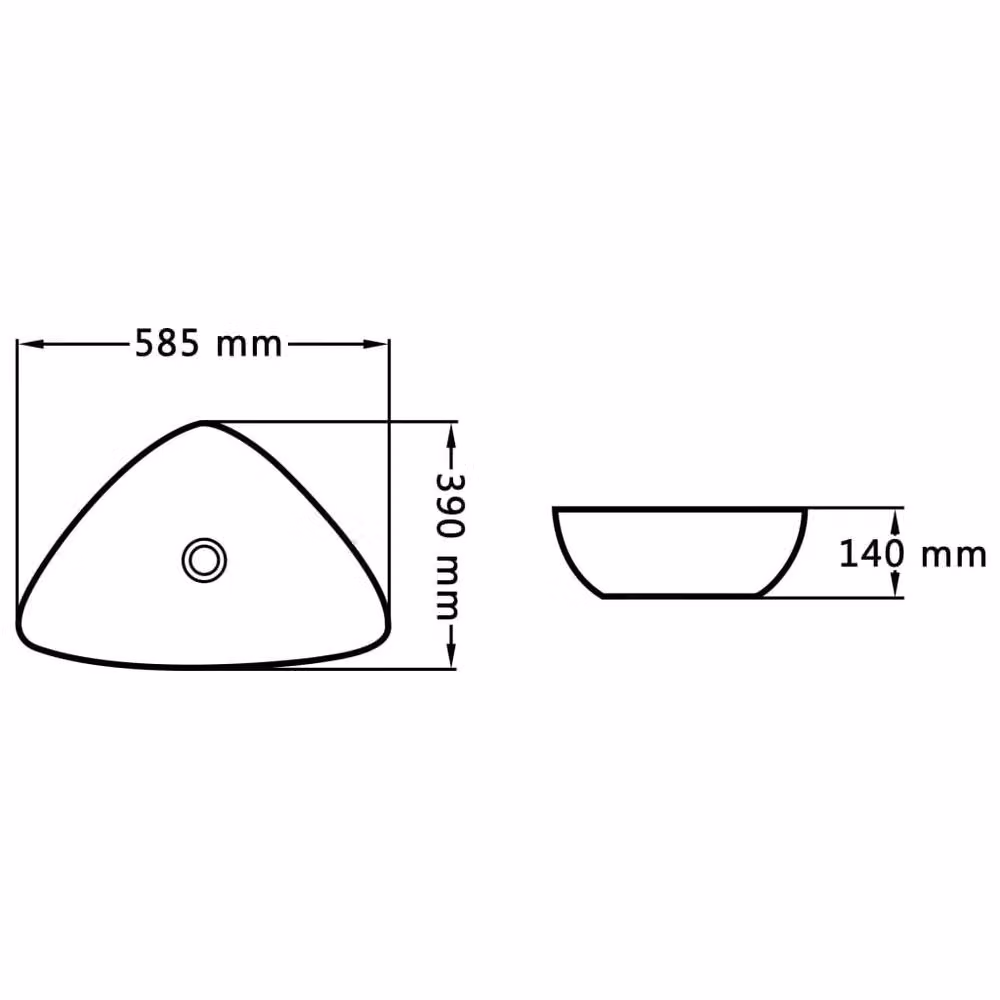 Berkfield Home Asymmetric Ceramic Countertop Wash Basin, Black, W: 58.5 cm, D: 39 cm, H: 14 cm – 4