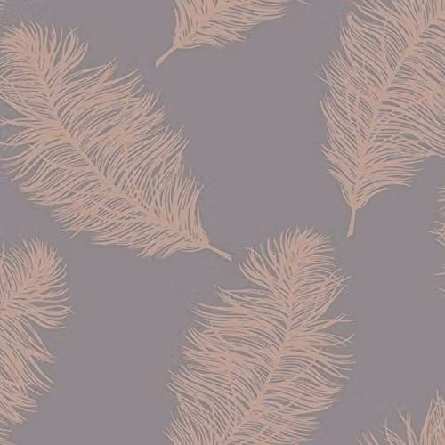 Holden Decor 12629 Fawning Feather Grey Rose Wallpaper with Rose Gold Botanical Floral Design