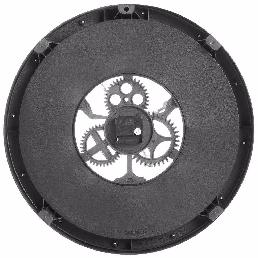 Wyld and Coco Classic Industrial Round Wall Clock in Black with Exposed Gears, Diameter: 50 cm – 5
