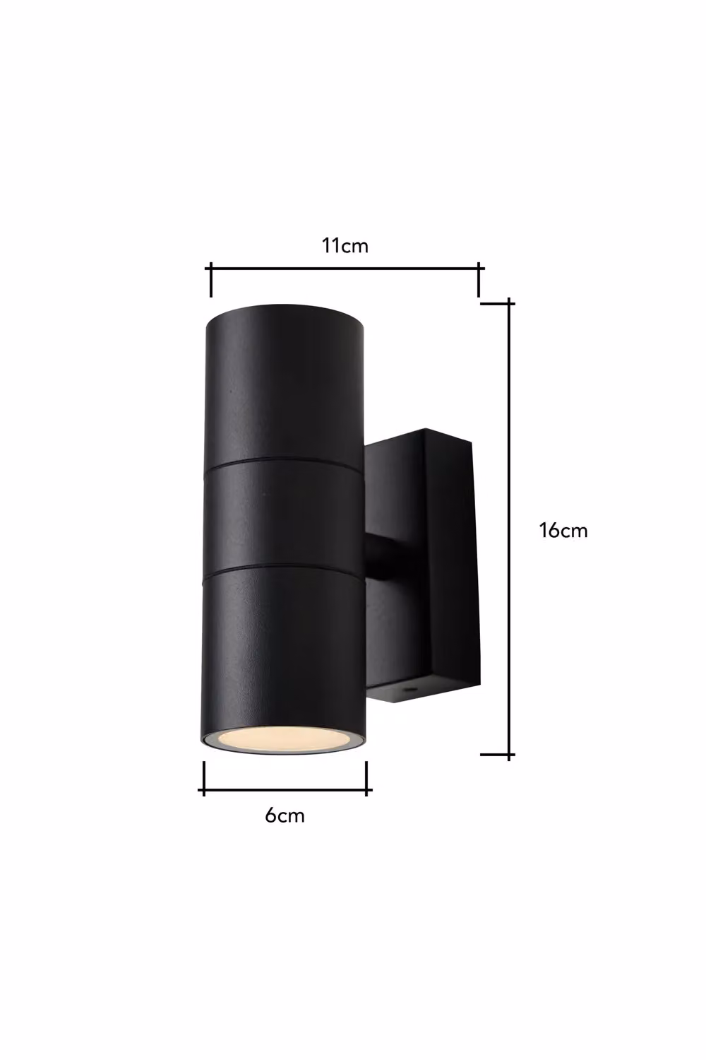BHS Lighting Jared Modern Black Outdoor Up & Down Cylinder Wall Light – 3