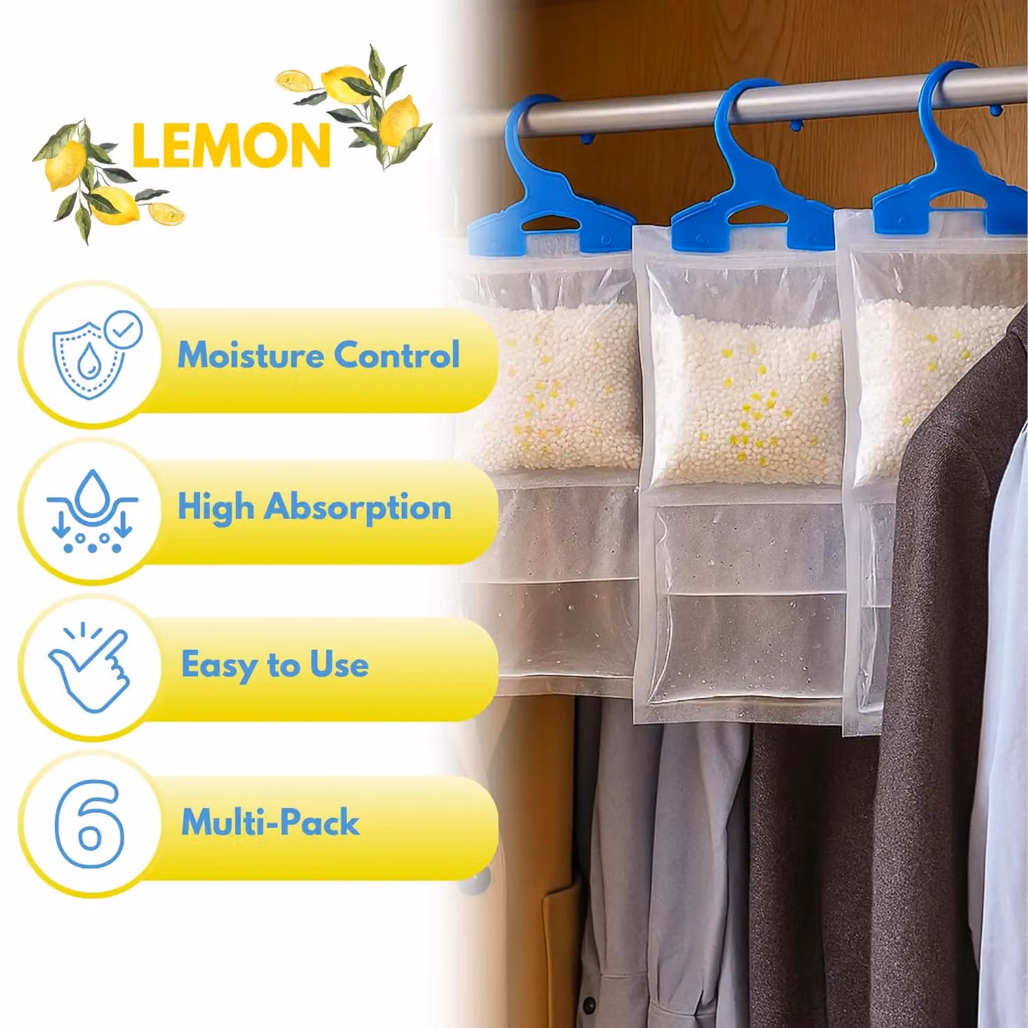 Marco Paul Set of 6 Lemon Scented Wardrobe Dehumidifiers in White – 2
