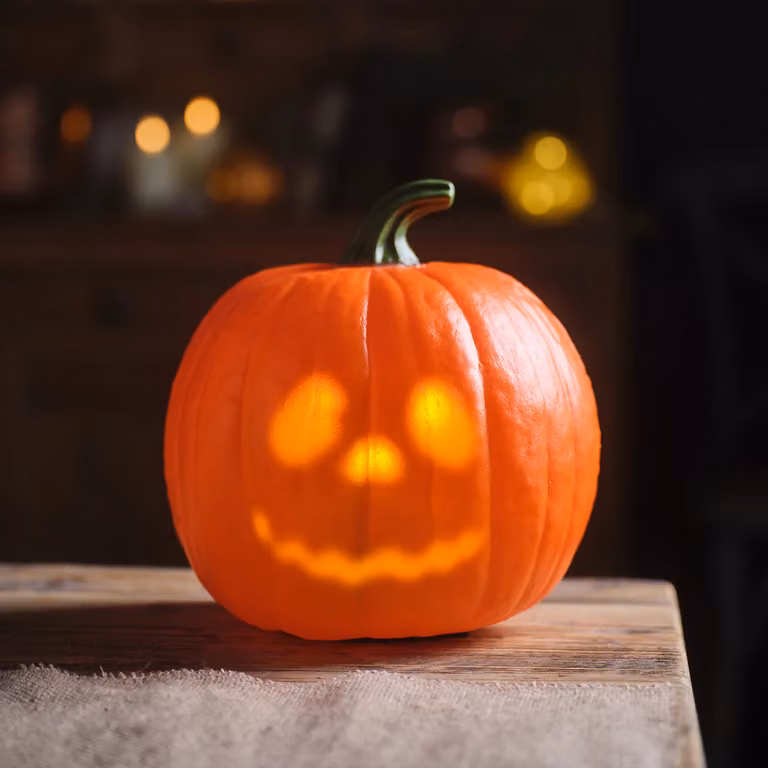 Lights4fun Animated Talking Pumpkin Light Up Halloween Decoration, Orange, H 17 cm x W 16 cm x D 17 cm