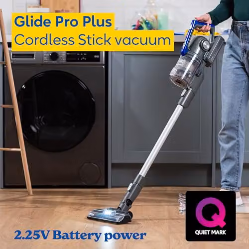 Russell Hobbs RHHS4101 Glide Pro Plus 2-in-1 Cordless Stick Vacuum Cleaner, Grey and Blue, 350W, 25.2V, 50 Minute Run Time, 22kPa Brushless Motor, Bagless with Washable Filter for Pet Hair and Carpets – 4