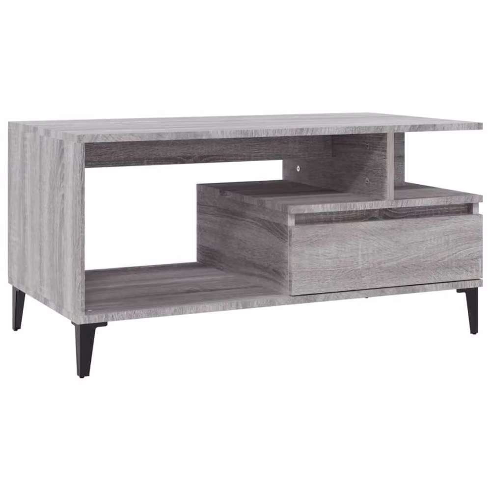Berkfield Home Elegant Modern Rectangular Coffee Table in Grey Sonoma, W/D/H: 90 x 49 x 45 cm – 2