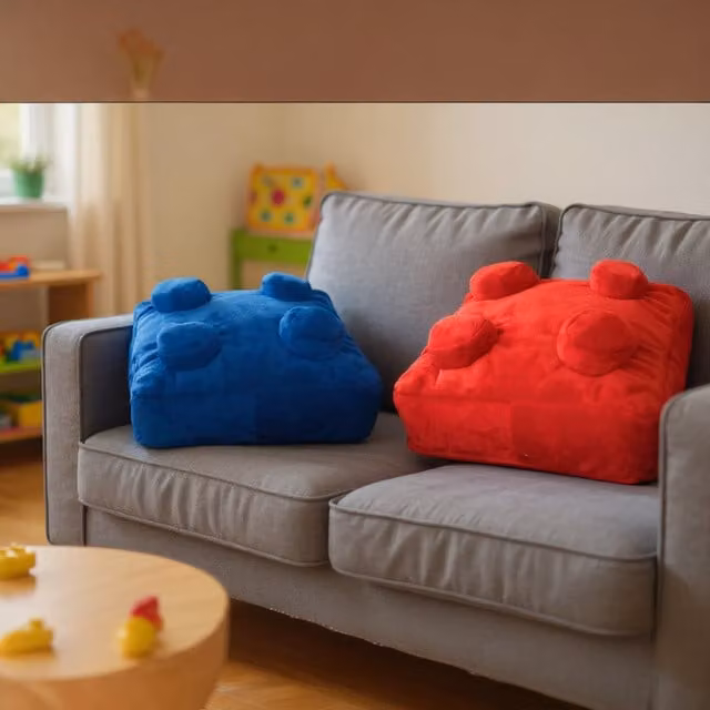 Echo Three Retro Square Plush Cushion Double Pack in Red and Blue