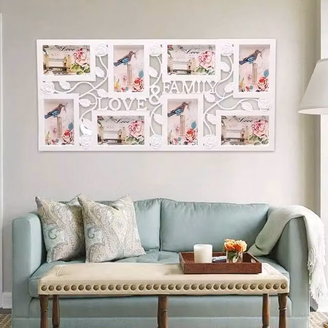 PAWNORA White Multi Picture Wall Photo Frame for 8 Photos