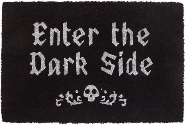 KDMK Enter the Dark Side Gothic Haunted Mansion Style Coir Doormat, Black