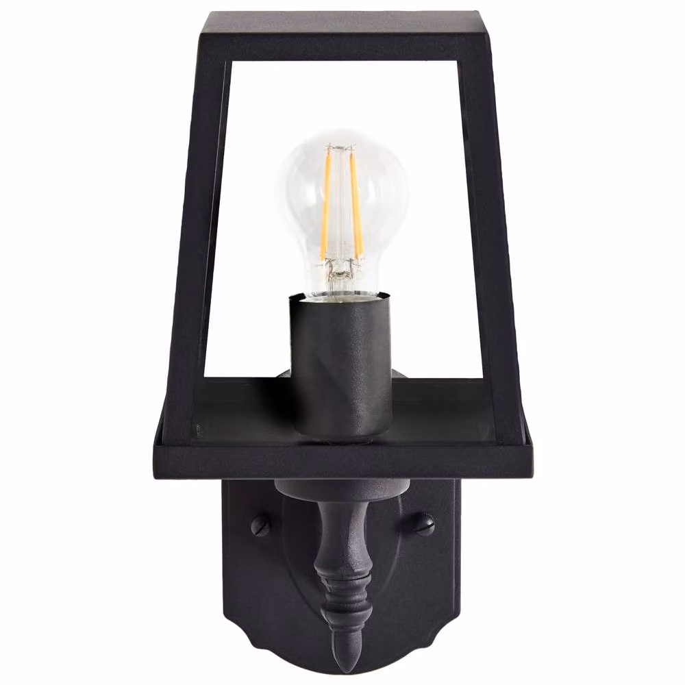 Wyld and Coco Matte Black Metal Outdoor Wall Lantern with Transparent Glass Shade – 4