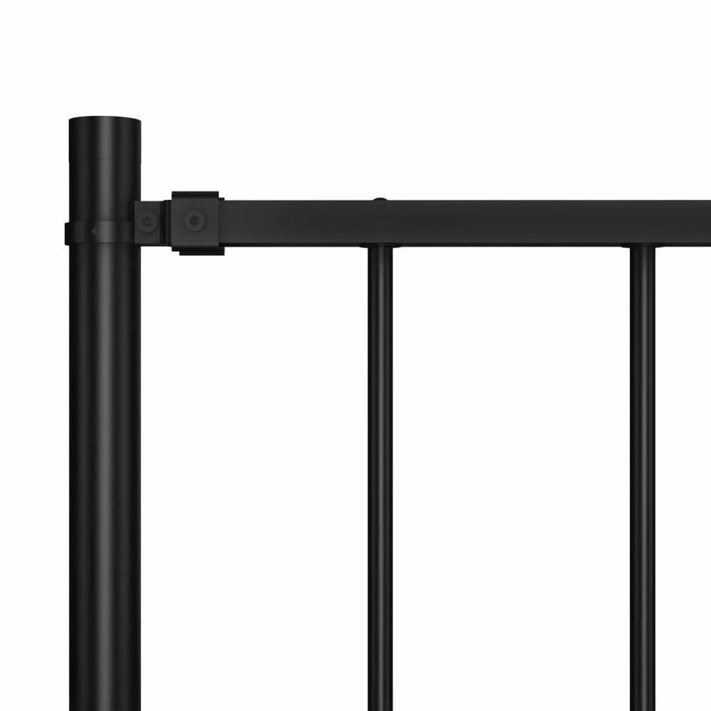 Berkfield Home Powder-coated Steel Fence Panel with Posts, Black, H: 170 cm, W: 100 cm – 2