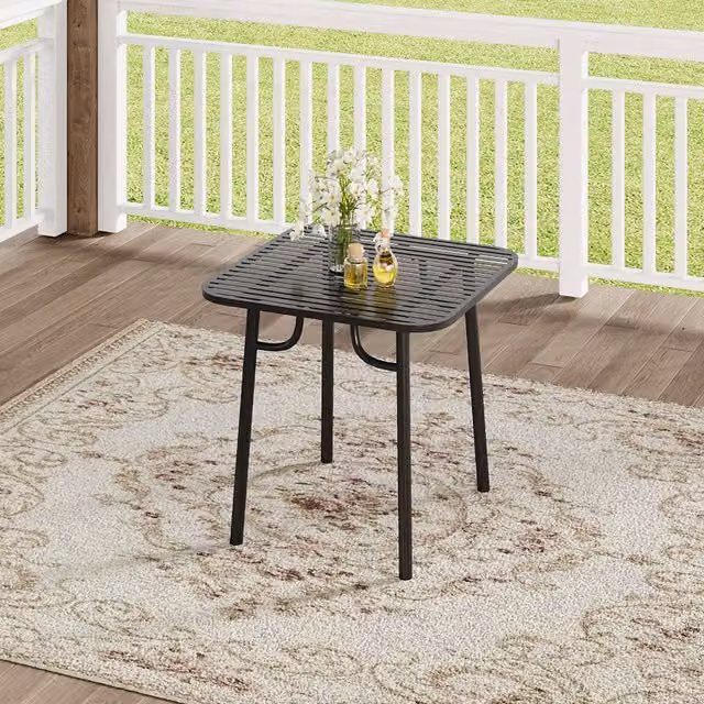 Komore Modern Square Metal Garden Table in Matt Black