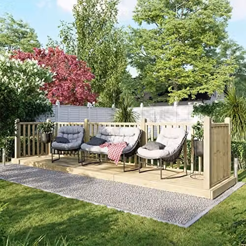 Powersheds Premium Wooden Decking Kit with Hand Rails in Brown