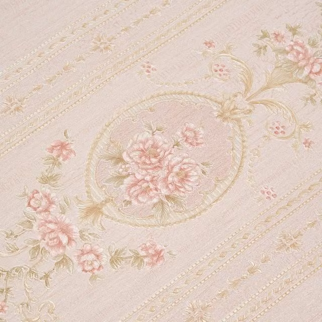 Livingandhome Vintage Floral Botanical Non-Woven Damask 3D Embossed Wallpaper Roll in Beige and White