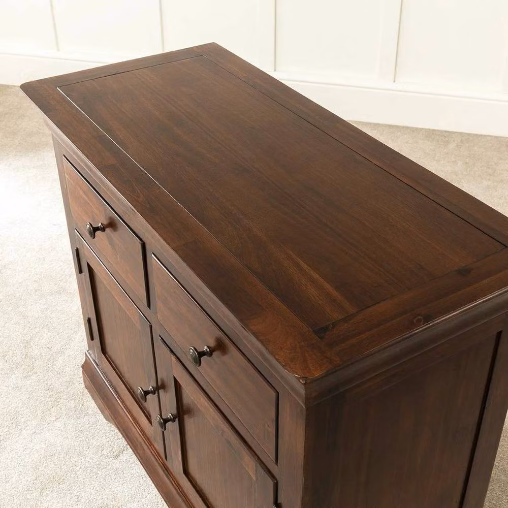 FORGEVIO Small Classic Acacia Wood Sideboard in Brown with Dovetail Construction – 3