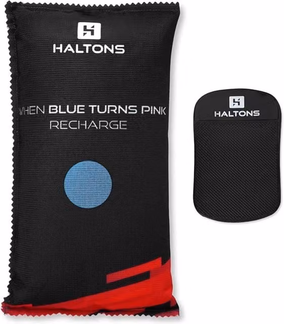Haltons Reusable Car Dehumidifier Bag with Indicator and Anti-Slip Design, Black, 350g