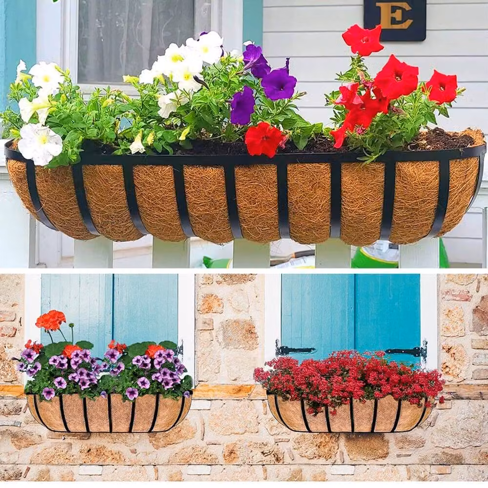 SPETLEK Brown Coconut Fibre Flower Wall Hanging Basket Planter Window Box – 2
