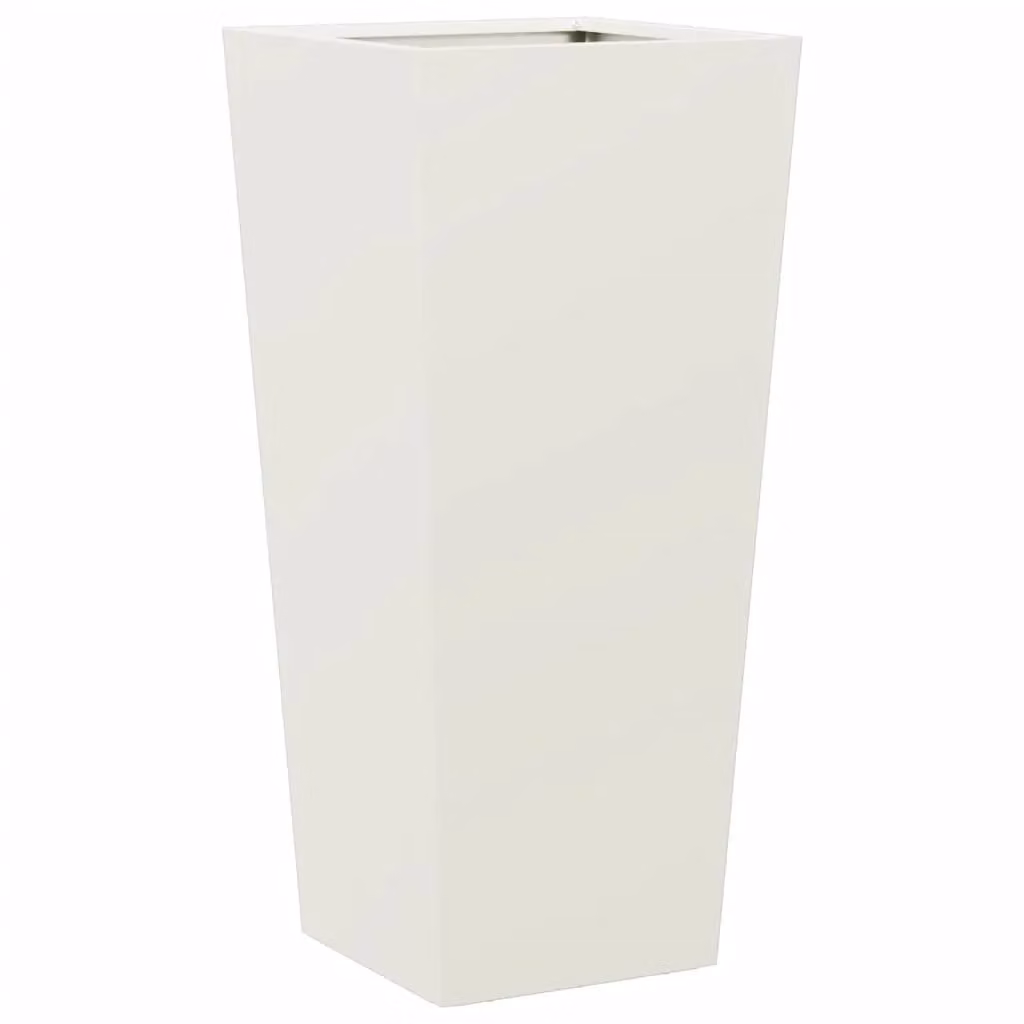 Berkfield Home Steel Garden Planter Tub in White, W/D/H: 35 x 35 x 75 cm – 2