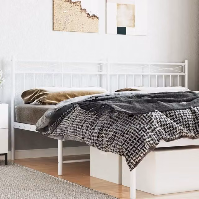 Berkfield Home Classic Metal Headboard in Black and White, Width: 193 cm – 1