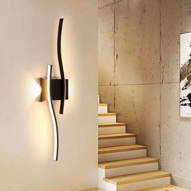 PAWNORA Modern LED Up and Down Wall Lamp in Black with Warm White Light