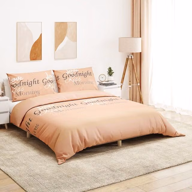 Berkfield Home Pink Cotton Duvet Cover and Pillowcase Set, W: 140 cm, L: 200 cm