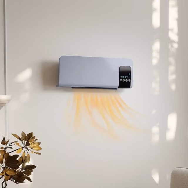 HOMCOM 2000W Wall Mounted Ceramic Fan Heater with Remote Control and Thermostat, Grey