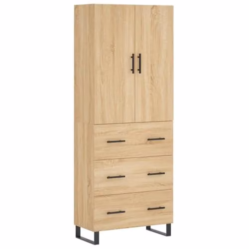 vidaXL Modern Sonoma Oak Highboard Sideboard with Drawers and Doors, Brown