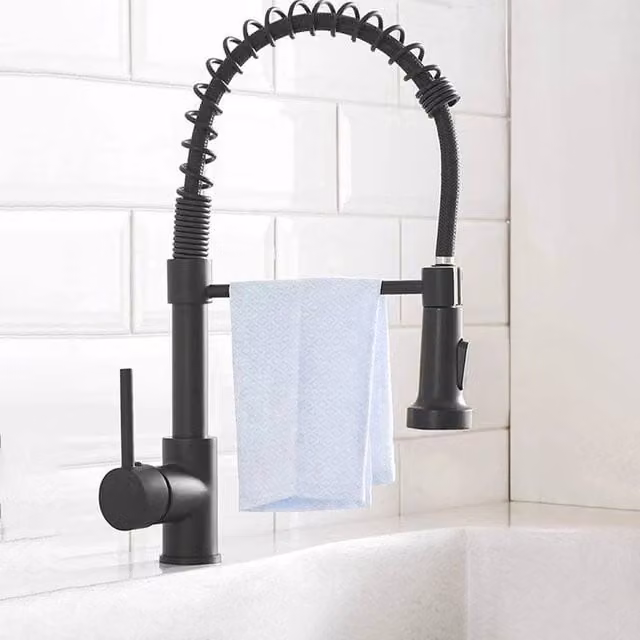 Kelvenix Matt Black Single Lever Stainless Steel Monobloc Kitchen Sink Mixer Tap – 1
