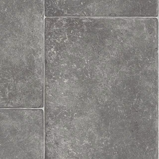 Vinyl Flooring UK Grey Stone Effect Anti Slip Vinyl Flooring Sheet, W: 300 cm, L: 600 cm – 1