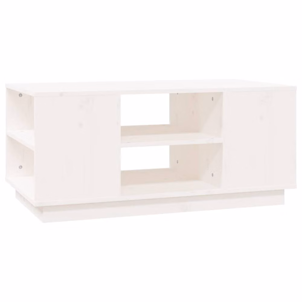 Berkfield Home Beautiful Coffee Table in White Solid Wood Pine, W/D/H: 90 x 49 x 40.5 cm – 2