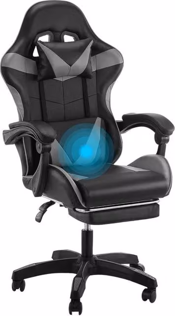 VOGREX Ergonomic Black and Grey PU Leather Gaming Chair with Headrest and Armrests