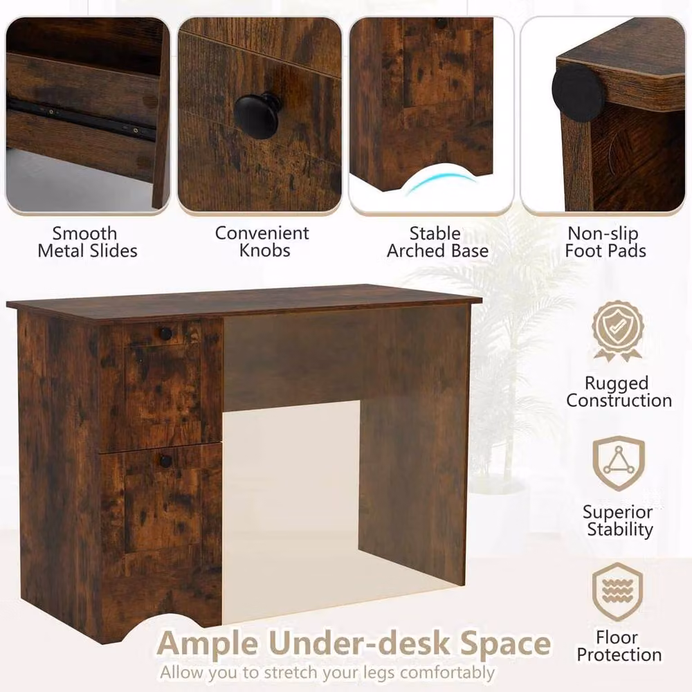 VOGREX Brown Compact Wood Writing Desk for Home Office – 4