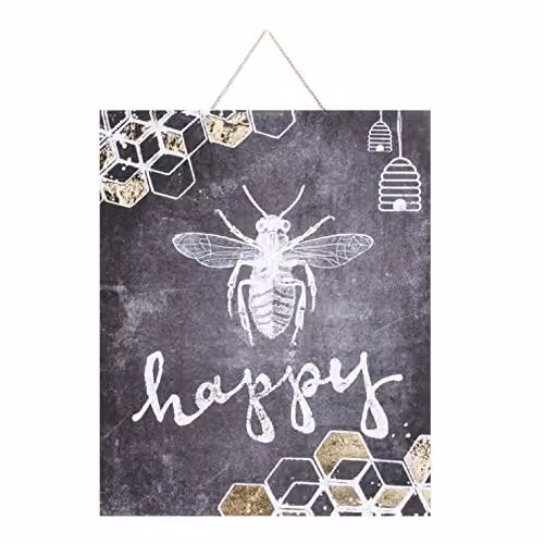 Graham & Brown Bee Happy Printed Canvas Wall Art in Black