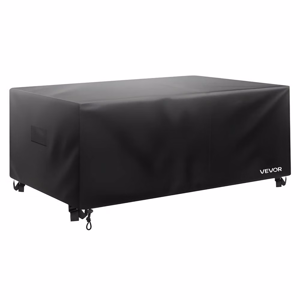 VEVOR Heavy Duty Water Repellent Polyester Patio Furniture Cover for Large Rectangular Tables, Black, W/D/H: 198.12 x 81.28 x 76.2 cm – 2