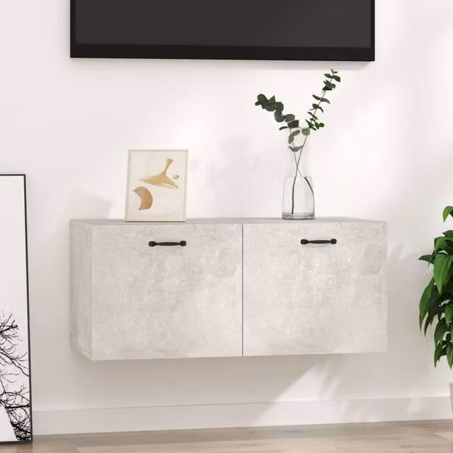 Berkfield Home Wall Cabinet in Concrete Grey, W: 80 cm, D: 36.5 cm, H: 36 cm