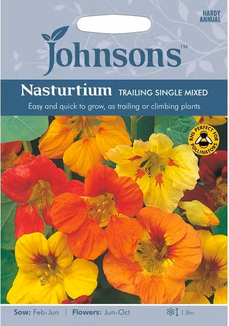 Johnsons Mixed Colour Trailing Single Nasturtium Flower Seeds