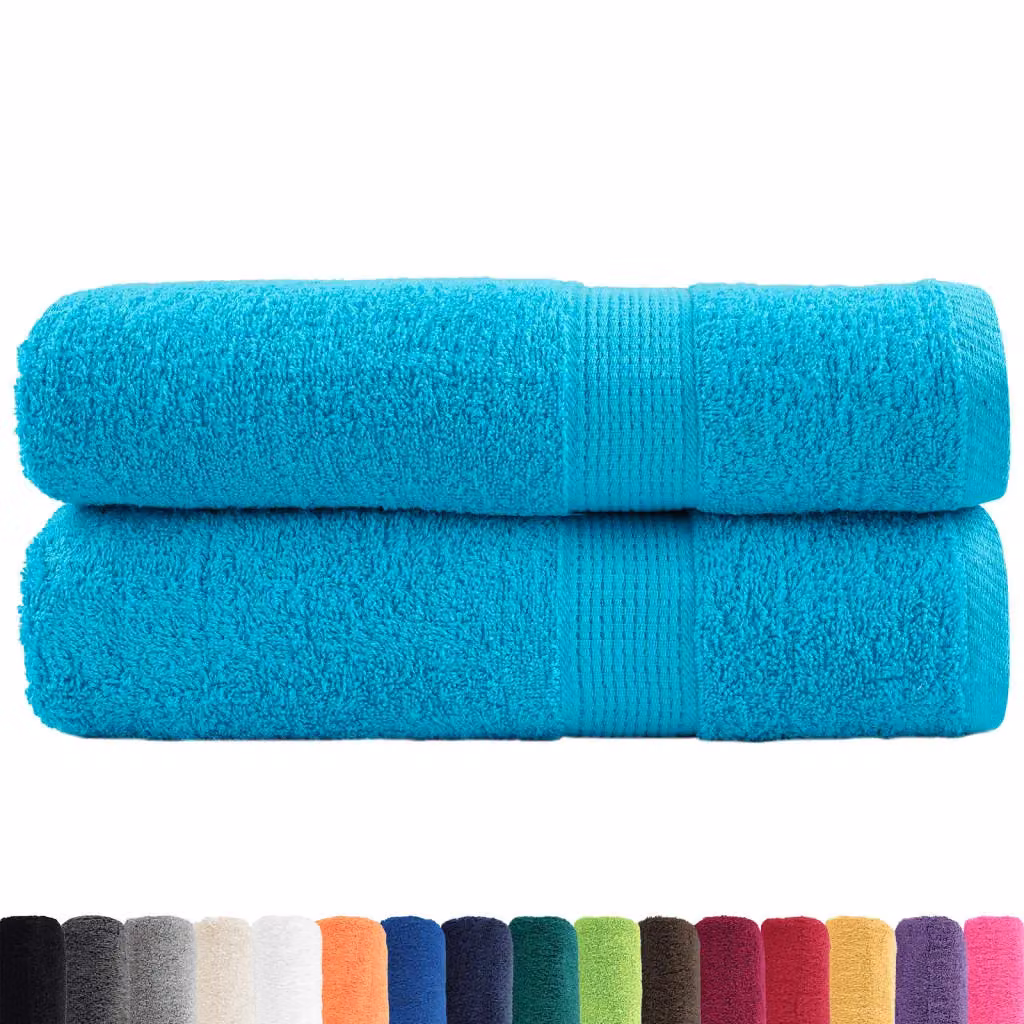 Berkfield Home SOLUND Premium Cotton Terry Hand Towels, 2 Pack, Turquoise Blue, W: 50 cm, H: 100 cm, 600 gsm – 2