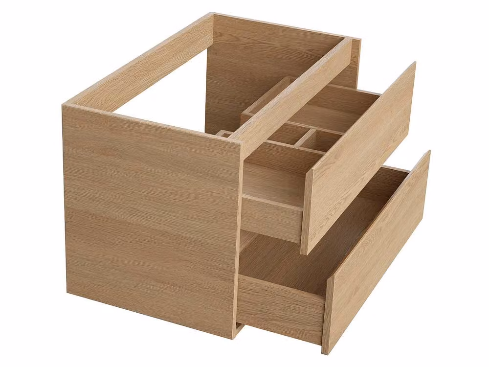 MILIPAM Scandinavian Style Suspended Bathroom Cabinet with Built-in Sink in Light Oak, W: 80 cm, D: 45 cm, H: 50 cm – 3