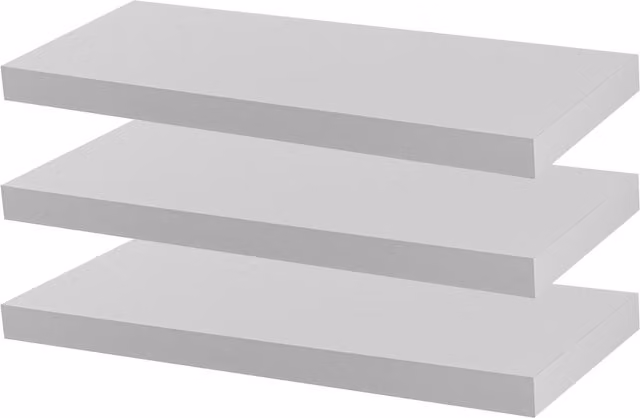 Harbour Housewares Set of 3 White MDF Floating Wall Shelves, 60 cm Width