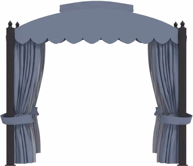 Berkfield Home Gazebo with Curtains, Anthracite Steel and Dark Grey Polyester, W: 300 cm, D: 300 cm, H: 270 cm – 1