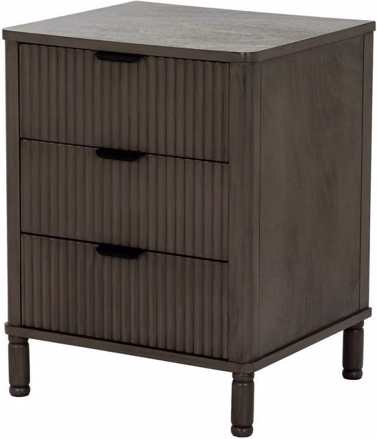 Lemon Pavilion Furniture and Decor Reed Collection 3 Drawer Bedside Table in Brown and Taupe, W: 45 cm, D: 40 cm, H: 58 cm