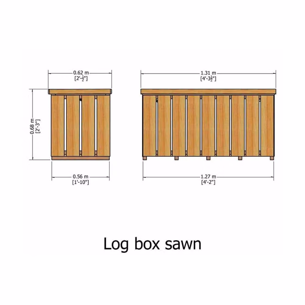 Shires Sawn Pressure Treated Log Box in Light Brown, W/D/H: 127.0 x 61.6 x 68.3 cm – 4