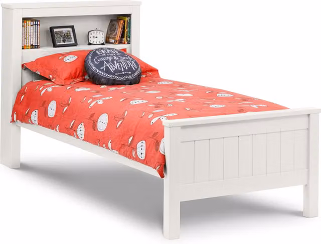 Julian Bowen Maine Bookcase Bed Frame in Surf White with Side Compartments, W/D/H: 90 x 190 cm – 2