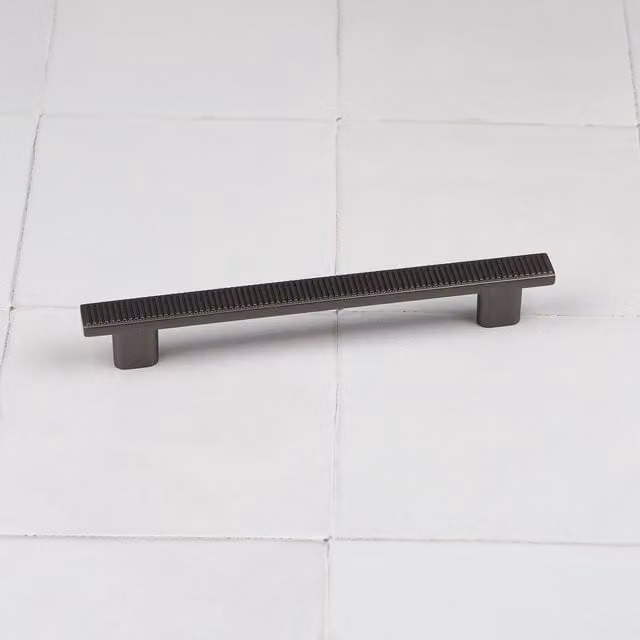 Handle & Home Anthracite Grey Ribbed Detailing Handles and Coordinating Knobs 164mm and 14mm