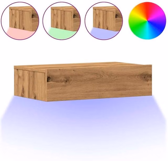 Berkfield Home Set of 2 Artisan Oak TV Cabinets with LED Lights, Brown, W/D/H: 60 x 35 x 15.5 cm